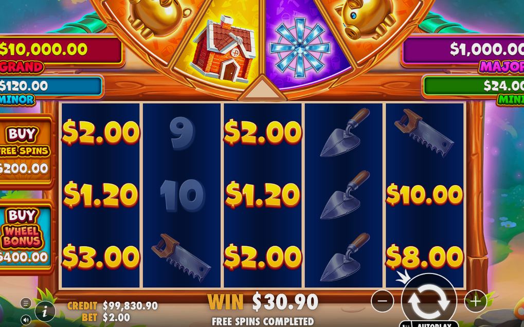 Win screen with a paying combination on the 5x3 grid