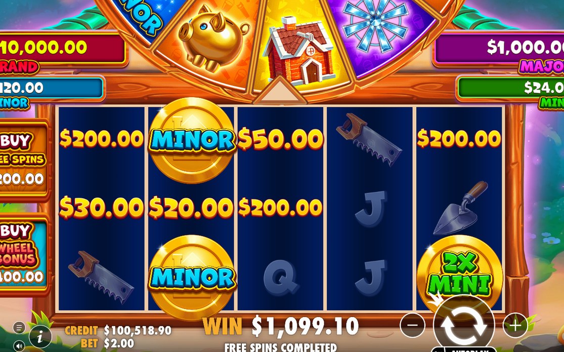 Total win shown in A$ on the screen