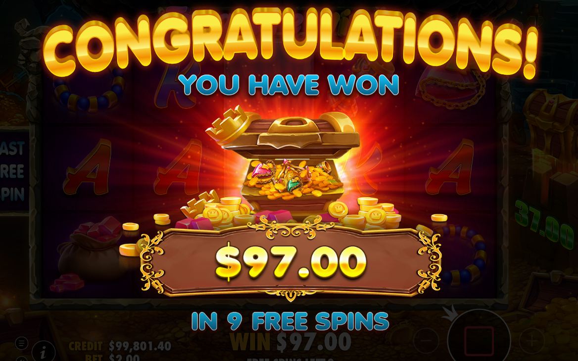 Win screen where WILD pays the visible MONEY total