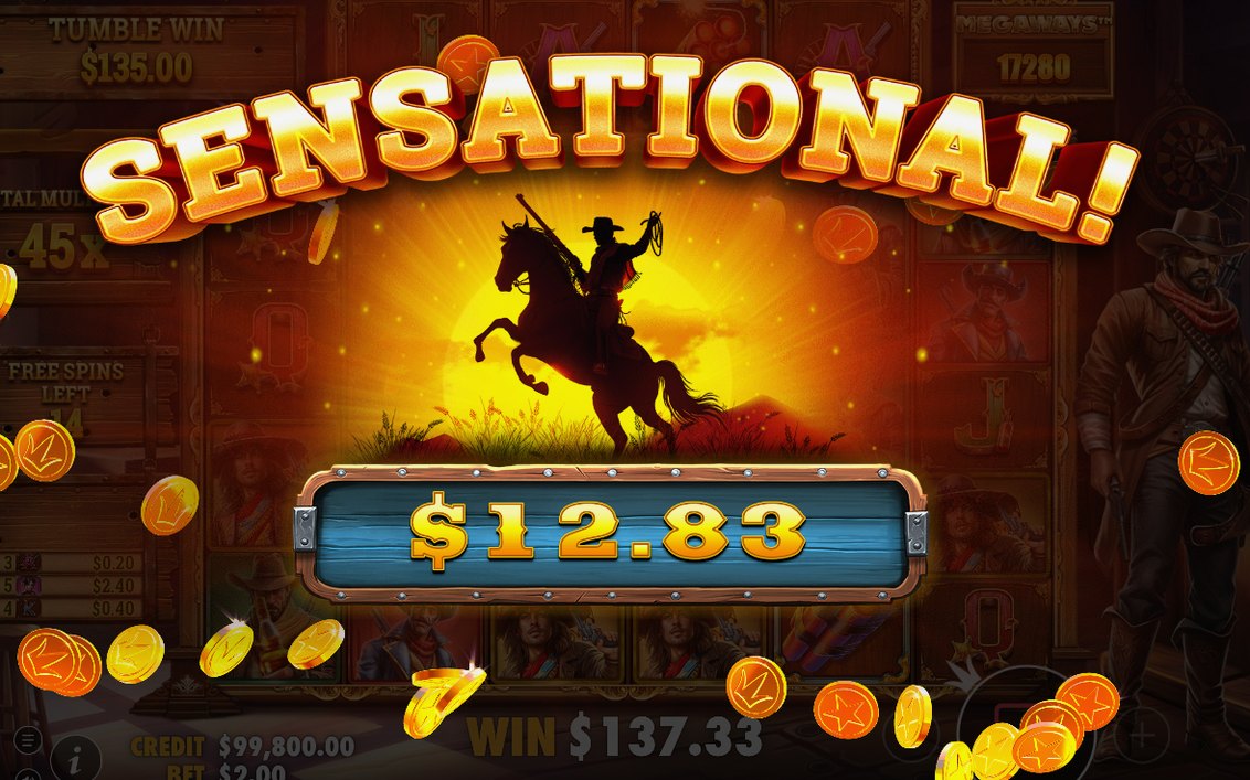 Win screen after the tumble sequence pays out