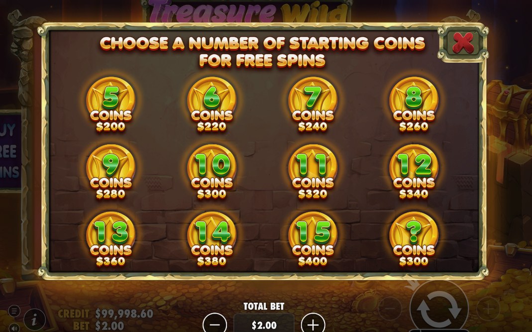 Bonus screen during the nine special reel spins
