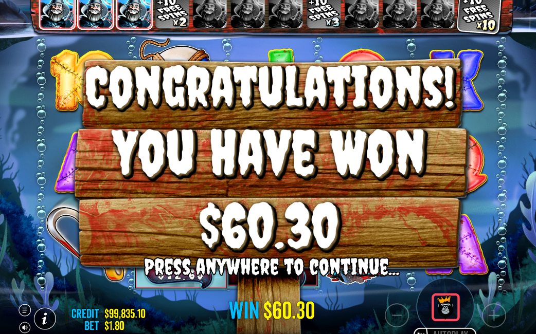 Winning combination highlighted on the paylines